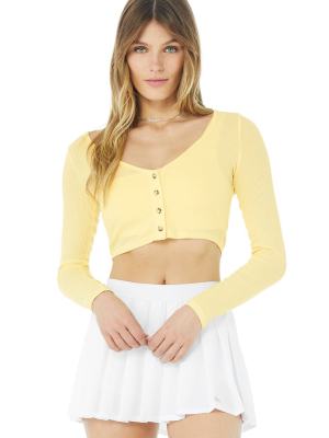 Ribbed Cropped Whisper Cardigan - Buttercup