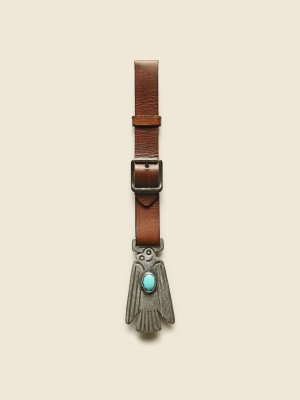 Thunderbird Watch Fob - Leather/sterling/turquoise