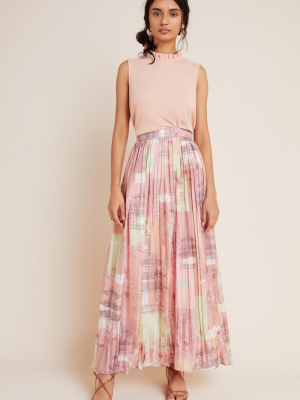 Petra Pleated Silk Maxi Skirt