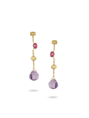 Marco Bicego® Paradise Collection 18k Yellow Gold Mixed Gemstone 1.45" Drop Earrings