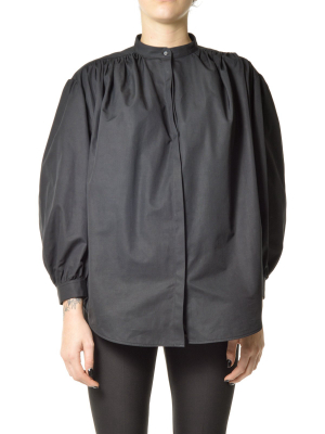 Jil Sander Collarless Puff-sleeve Shirt