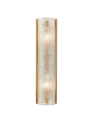 Jamie Young Moet Double Rounded Sconce In Textured Melted Ice Glass