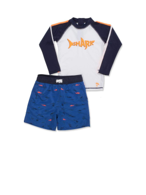 Shade Critters Boys Shark Rash-guard Set