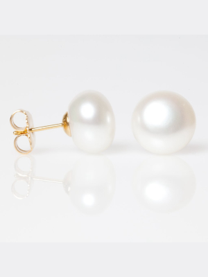 10mm Button Pearl Earrings