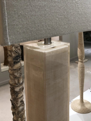 Fabre Table Lamp Off White Burlap And Clear Resin