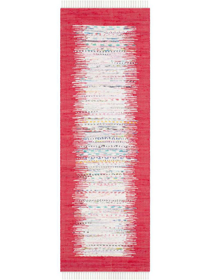 Montauk Border Ivory/red Runner Rug