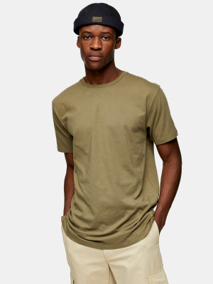 Khaki Organic Cotton Longline T-shirt