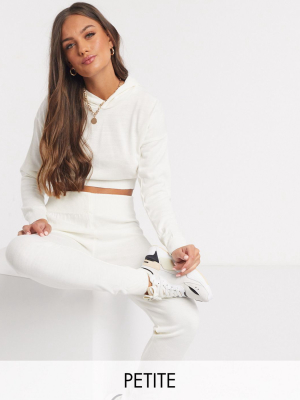 Fashionkilla Petite Knitted Rib Sweatpants In White