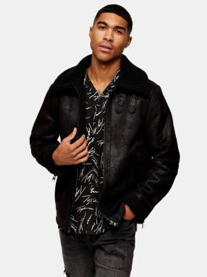 Black Shearling Aviator Jacket