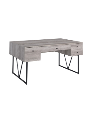 Coaster Home Furniture Analiese Industrial 4 Drawer Home Office Writing Desk, Grey Driftwood Finish