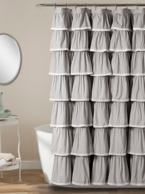 72"x72" Ruffle Shower Curtain Gray - Lush Décor