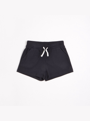 Caviar Black Modal Rib Junior Girls' Shorts