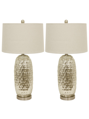 20.5" Set Of 2 Antique Mercury Dimple Glass Table Lamps Gold - Decor Therapy