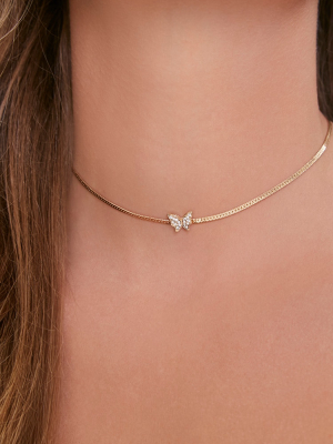 Butterfly Charm Choker Necklace
