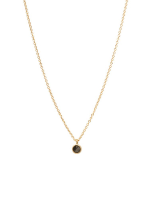 14k Inverted Black Diamond Pendant Necklace