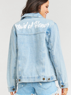 Dover Denim Jacket ~ Maid Of Honor Graphic Light Wash
