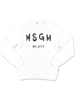 Msgm Kids Logo Print Crewneck Sweatshirt