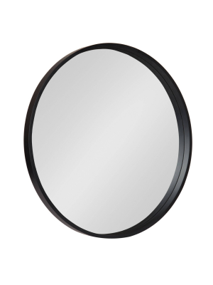 26" X 26" Travis Round Wood Accent Wall Mirror Black - Kate And Laurel