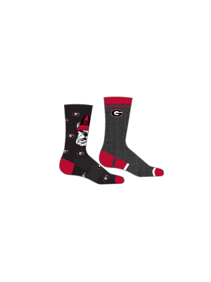 Ncaa Georgia Bulldogs Men's Crew Socks 2pk Gift Box - 10-13