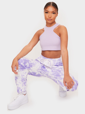 Lilac Crepe Racer Neck Crop Top