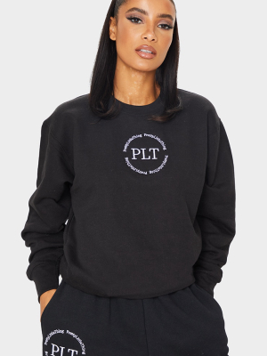 Prettylittlething Black Circle Logo Sweatshirt