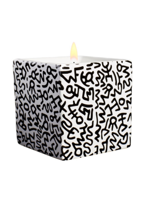 Keith Haring Square Candle Black Pattern