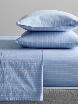 Organic Washed Cotton Percale Mini Grid Sheet Set