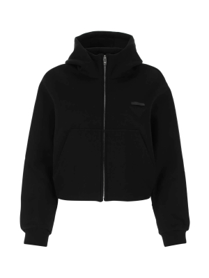 Prada Logo Patch Hooded Jacket