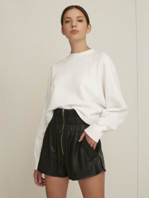 So Uptight Cropped Raglan French Terry Sweatshirt In White