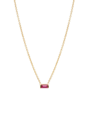 14k Ruby Baguette Necklace | July Birthstone