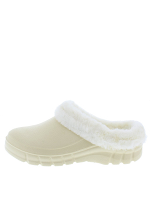 Muffin Cream Faux Fur Slide On Lug Sole Slipper Flat