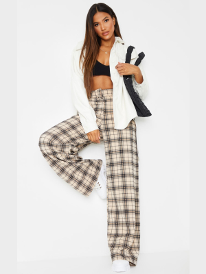 Stone Check Belted Wide Leg Pants