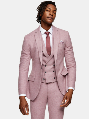 2 Piece Pink Slim Fit Warm Handle Suit With Notch Lapels