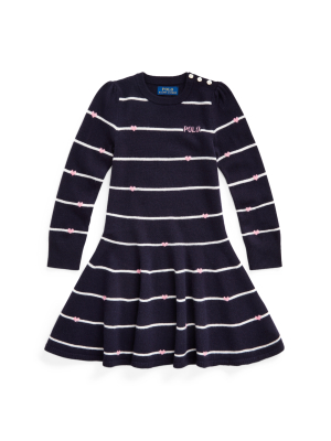 Logo Striped Sweater Dress