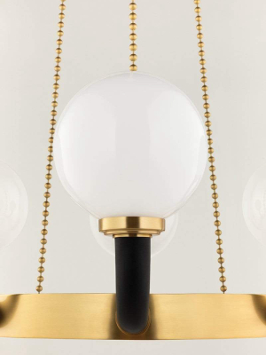 Hudson Valley Lighting Werner 12-bulb Pendant - Aged Brass & Black & Opal