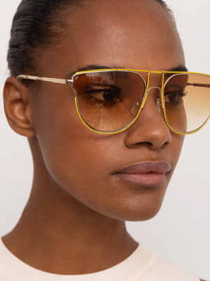 Matthew Williamson Azalea D-frame Sunglasses In Light Gold Tone