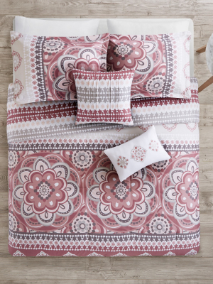 5pc Full/queen Patsy Reversible Print Comforter Set Rose