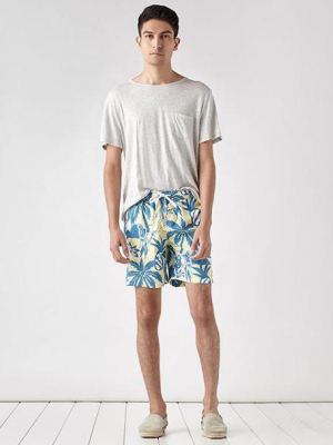 Charles 7" Swim Trunks In Tropical Bunch Bee Wax