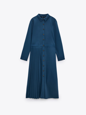 Pleated Shirtdress