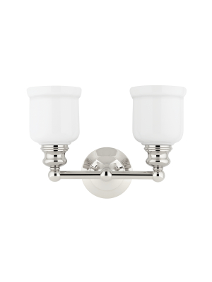 Hudson Valley Lighting Riverton 2-bulb Vanity Lamp - Polished Nickel & Opal Glossy