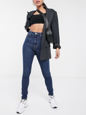 Weekday Body High-waist Skinny Jean In Dark Blue Wash