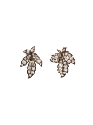 Old Mine Cut Diamond Leaf Studs