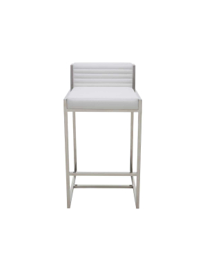 Zola White Leather Counter Stool