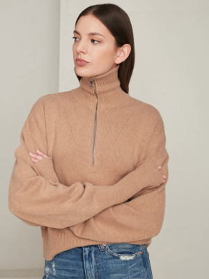 Wesley Boyfriend Zip Front Cashmere Blend Sweater