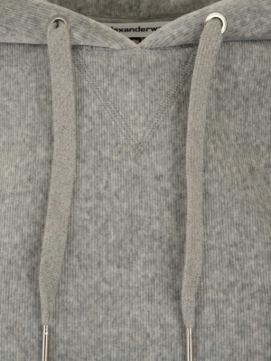 T By Alexander Wang Logo Cropped Corduroy Hoodie