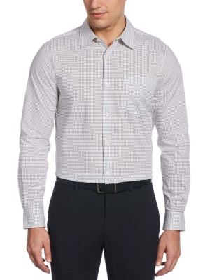 Dash Grid Print Stretch Shirt