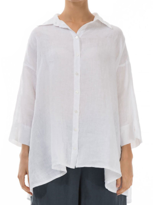 Evergreen Loose White Soft Linen Shirt