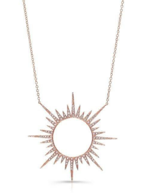 14kt Rose Gold Diamond Open Sunburst Necklace