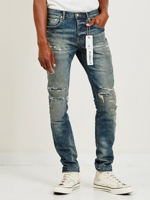 P001 Slim Fit Dirty Indigo Repair