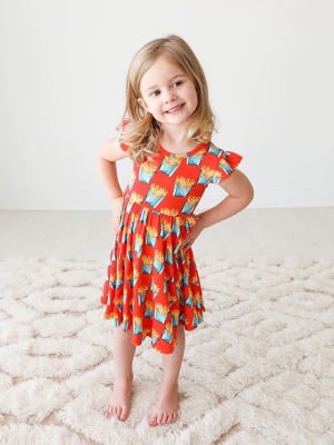 Fry Ruffled Cap Sleeve Twirl Dress